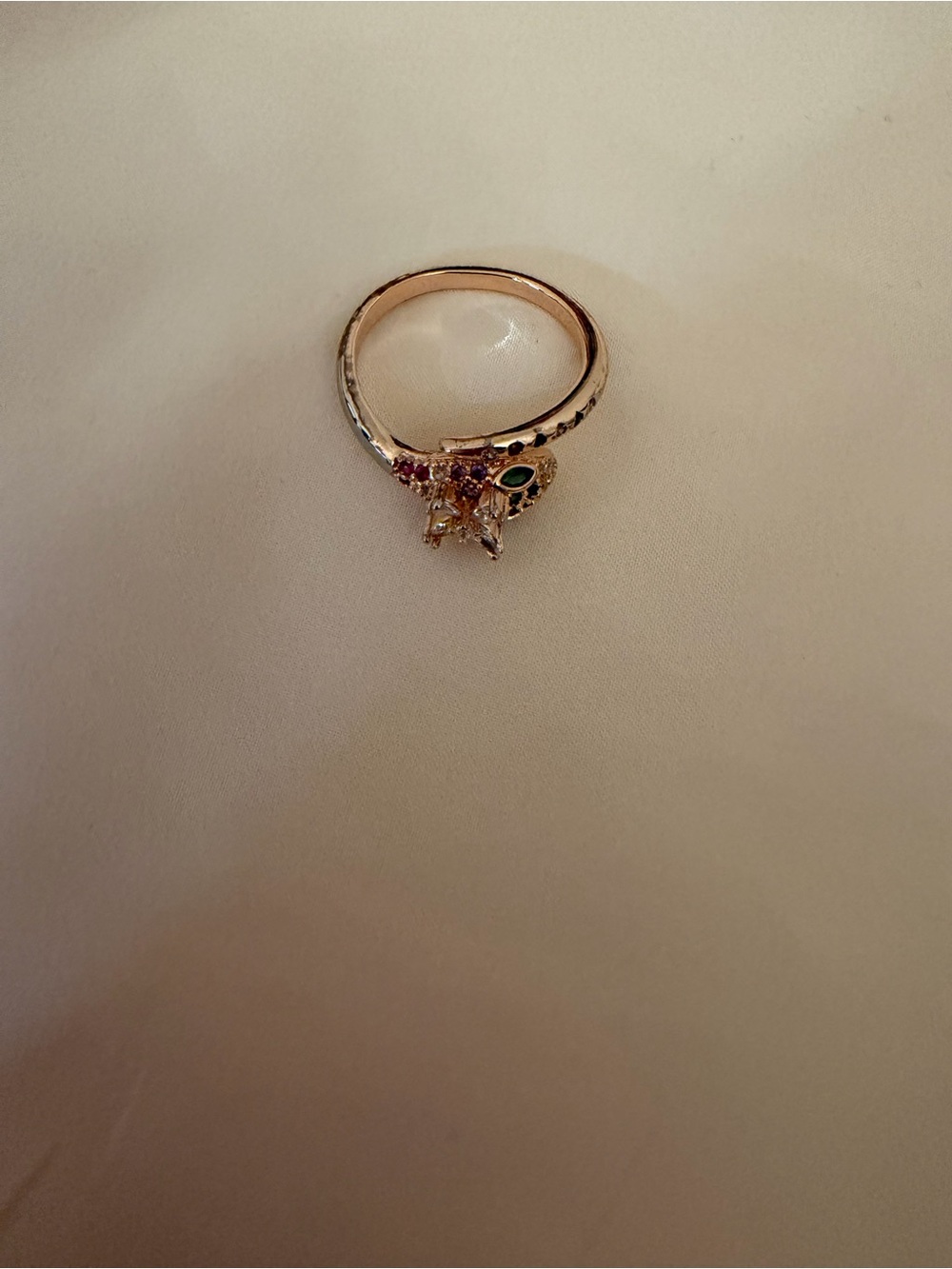 Gold Tone Multi-Stone Floral Ring - Yellow Gold